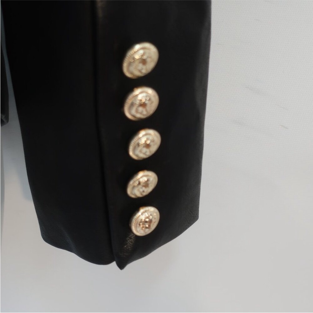 Black Double-Breasted Women's leather jacket - Picture 4 of 7